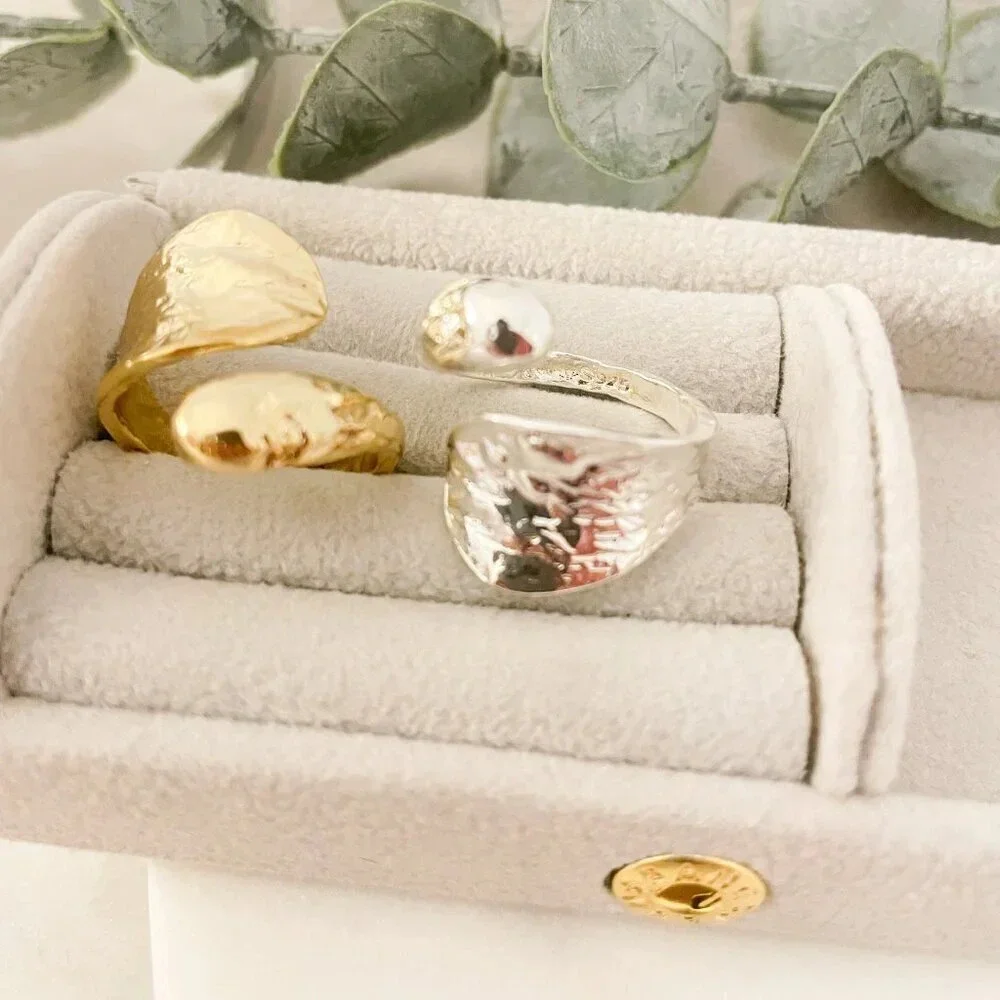 925 Sterling Silver Hammered Ring Chunky Wrap Ring Statement Ring Boho Ring